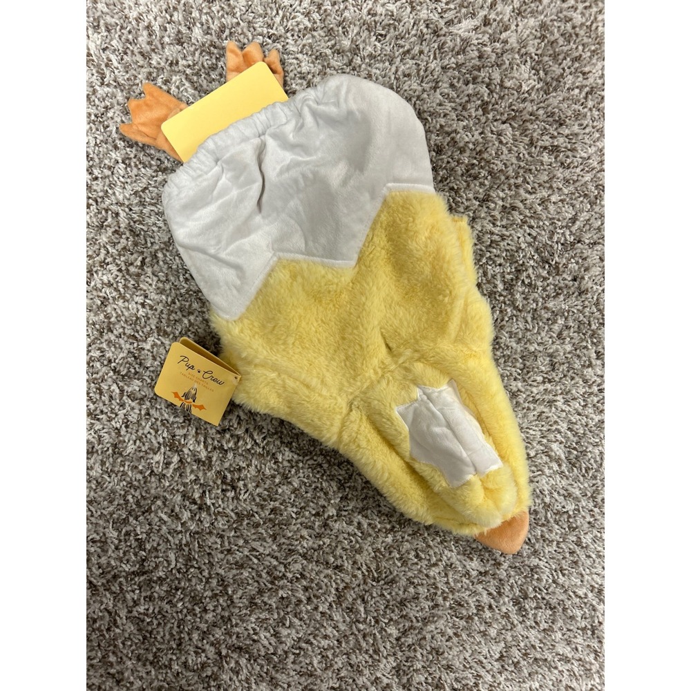 Pup Crew Dog Costume Hatching Chick Yellow Faux Fur Halloween Size Small S